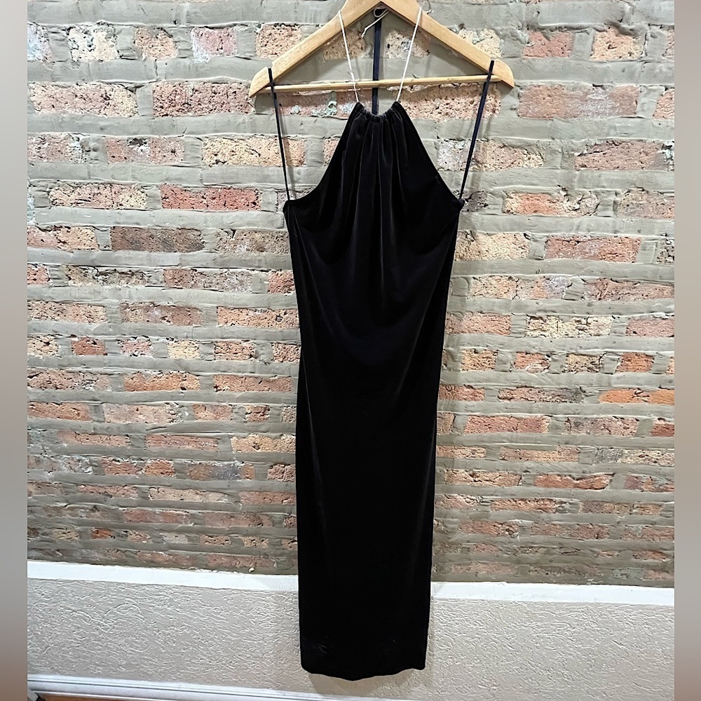 Vintage 90s Rimini velvet halter maxi dress